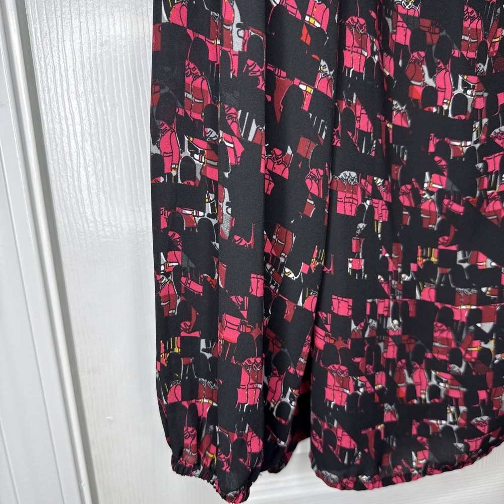 Thakoon DesigNation  XL Blouse Black Pink London Guards Print Designer - Picture 4 of 9